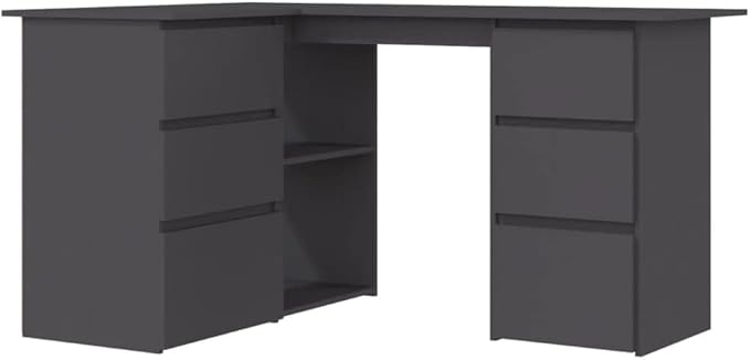 L Shaped Corner Desk Modern Writing Computer Desk, Home Office Desk Writing Study Table PC Desk Workstation for Bedroom, Gray 57.1"x39.4"x29.9" Engineered Wood(F)