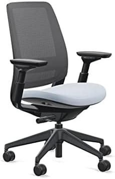 Steelcase Series 2 Office Chair, Black Frame and 3D Microknit Back, Era Fabric (Blue Nickel)