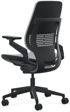 Steelcase Gesture Office Chair - Cogent: Connect Nickel Fabric, High Seat Height, Shell Back, Black on Black Frame, Lumbar Support, and Standard Carpet Casters