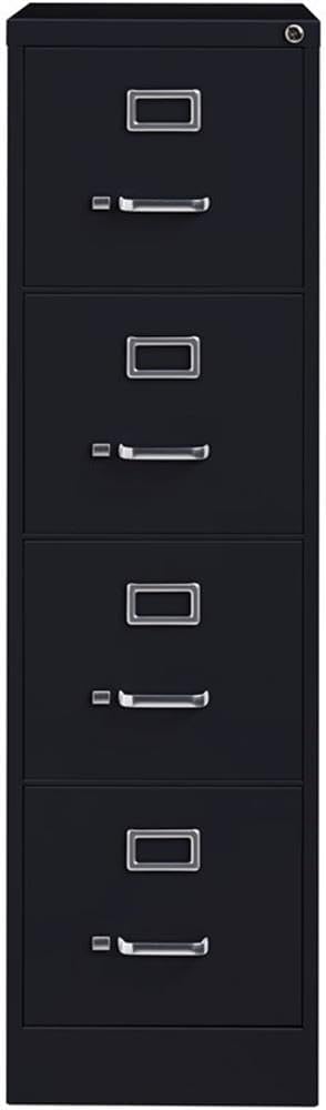 Pemberly Row Set of 3 Metal 4-Drawer Letter Width Vertical File Cabinet in Black