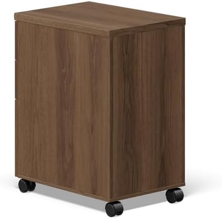 NBF Esquire 16" W Office Files Pedestal Cabinet - 3 Drawer File Cabinet with Lock - Mahogany Laminate Office Filing Cabinets - Modern Mobile File Cabinet Document Storage (22" D x 28" H, Gray)