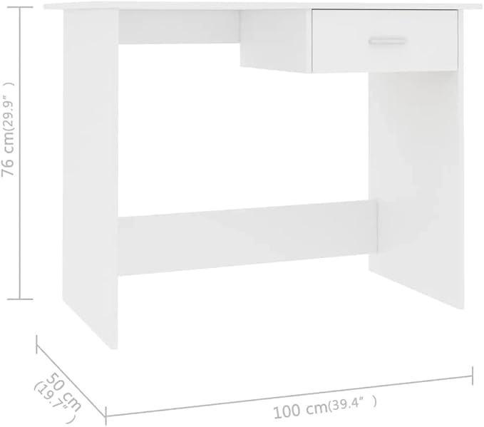 Writing Desk Study Table Computer Desk with Storage Shelves Desk White 39.4"x19.7"x29.9" Chipboard Easy Assemble for Living Room Home and Office