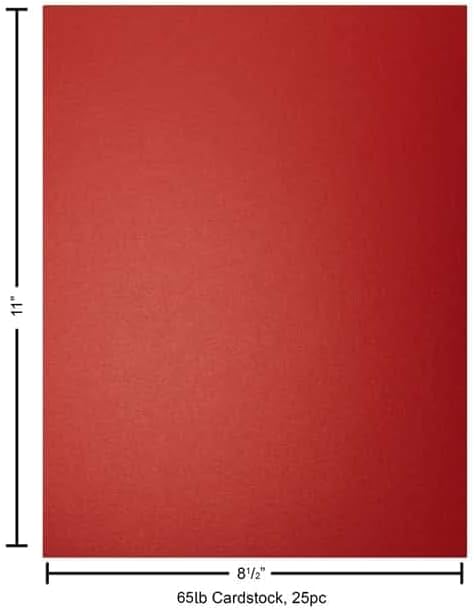 PA Paper Accents Pearlized Cardstock 8.5" x 11" Dark Red, 65lb Colored cardstock Paper for Card Making, Scrapbooking, Printing, Quilling and Crafts, 25 piece Pack