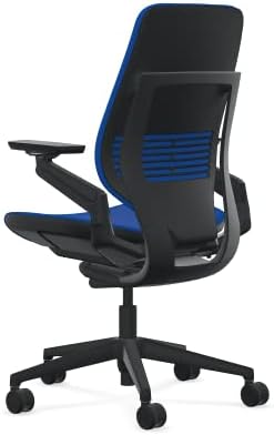 Steelcase Gesture Office Chair - Cogent: Connect Royal Blue Fabric, Medium Seat Height, Shell Back, Black on Black Frame, Lumbar Support, and Hard Floor Casters