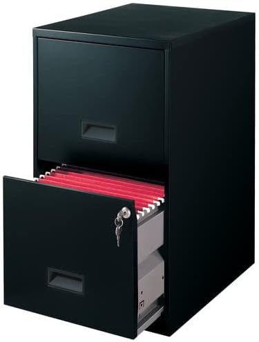 AVSAN Filing Cabinet Dimensions 18" Deep 2 Drawer Metal Steel Organizer File Cabinet with Lock, Black