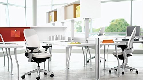 Steelcase Leap Plus Desk Chair in Buzz2 Black Fabric - 500 lb Weight Capacity - Highly Adjustable Arms - Platinum Frame and Base - Standard Carpet Casters