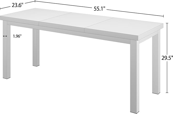55 Inch Wooden Computer Desk with Thick Desktop - Gaming, Writing Table for Home Office, Study, Work, Student & School Use, Simple Style, White