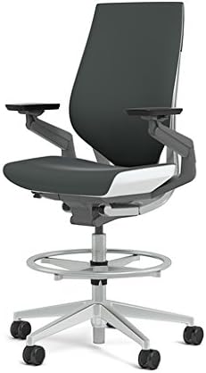 Steelcase Gesture 442 Stool Chair - Cogent: Connect Graphite Fabric, Wrapped Back, Light on Light Frame