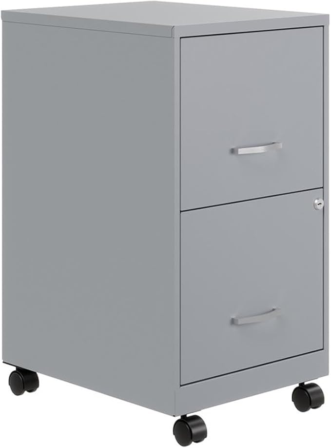 Space Solutions 18" D 2 Drawer Mobile Metal Vertical File Cabinet Platinum/Gray