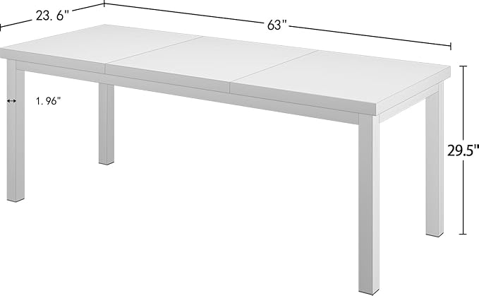 63 Inch Large Computer Desk, Modern Office Desk with Adjustable Feet, Gaming Desk with Deep Desktop, Study Writing Table for Home Office, Work from Home, White