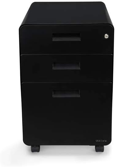 3-Drawer File Cabinet, Rolling (Black) by Uplift Desk