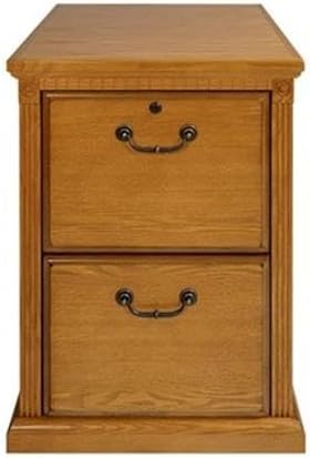 Pemberly Row Contemporary 2-Drawer Wood Filing Cabinet in Natural, Solid Wood Construction, Sturdy and Durable, Office or Home File Storage, Compact and Functional Design