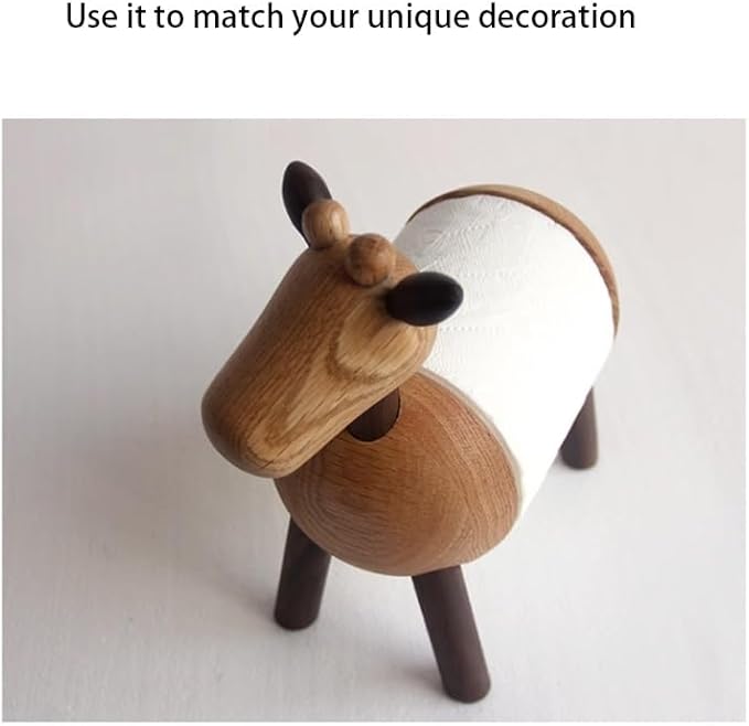 Durable Tissue Rack Wooden Animal Tissue Holder Cute Paper Roll Holder and Creative Standing Paper Towel Rack for Bedroom Office Washroom Sturdy Paper Holder (Brown)