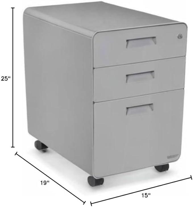 3-Drawer File Cabinet, Rolling (Gray) by Uplift Desk