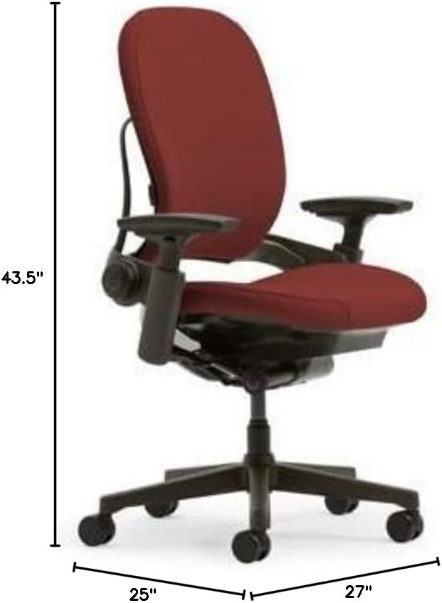Steelcase Leap Office Chair, Black Frame and Buzz2 Tomato Fabric