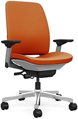 Steelcase Amia Task Chair: Platinum Frame/Polished Aluminum Base - 4 Way Adjustable Arms - Hard Floor Casters