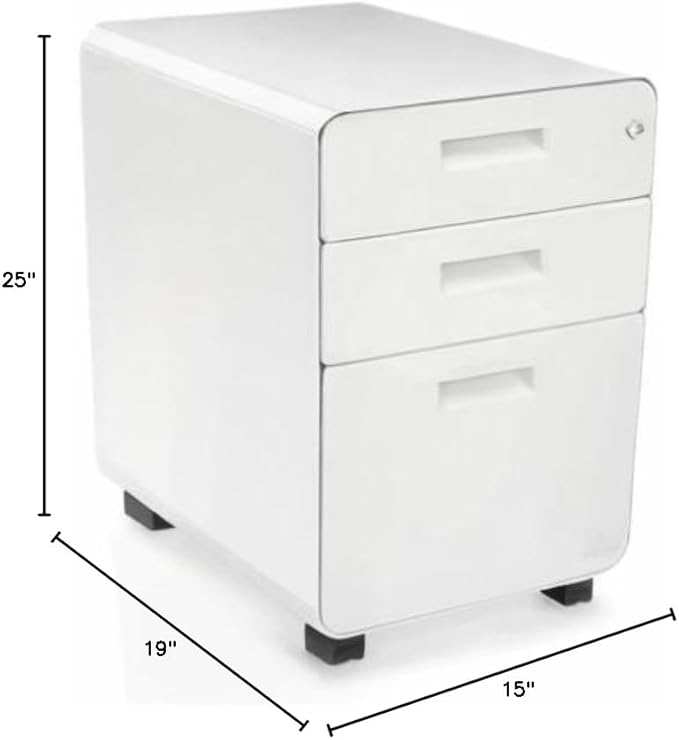 3-Drawer File Cabinet, Rolling (White) by Uplift Desk