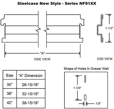 Northland Online Steelcase Lateral File Bar for 42" Wide Filing Cabinet - for Steelcase Cabinets Series 100, 200, 800, & 900 Manufactured After 5-5-97 - Metal Rail Insert for Lateral Filing (4-Pack)