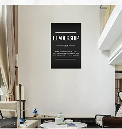 Motivational Canvas Wall Art Inspirational Text Leadership Painting Poster Print Artwork Office Decoration Company Gym Wall Decoration Wooden Frame Ready to Hang[24''W x 36''H]