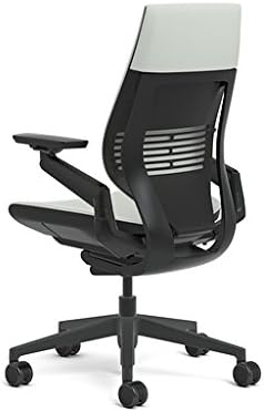 Steelcase Gesture Office Chair - Cogent Connect Nickel Upholstered Wrapped Back Black Frame Medium Seat Black Seat/Back/Arms Hard Floor Caster Wheels