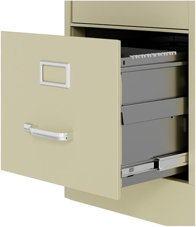 Scranton & Co 22" 4-Drawer Metal Letter Width Vertical Filing Cabinet in Beige, Lockable, Sturdy Steel Construction, Office or Home Use, Durable Letter Size File Storage