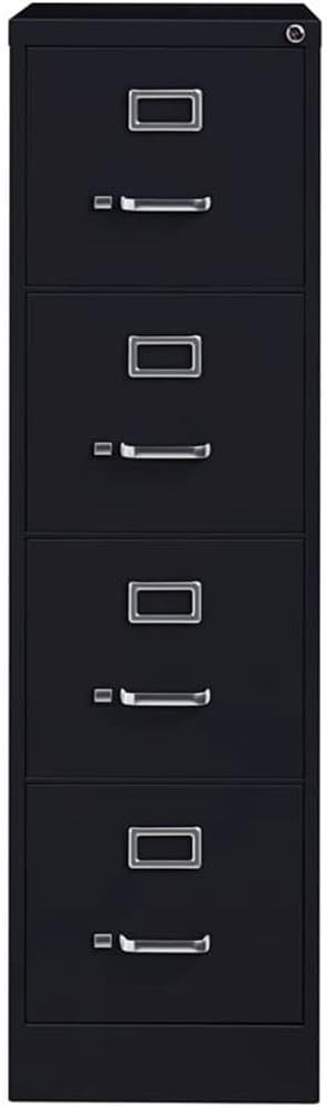Scranton & Co 22" 4-Drawer Metal Letter Width Vertical Filing Cabinet in Black, Lockable, Sturdy Steel Construction, Office or Home Use, Durable Letter Size File Storage