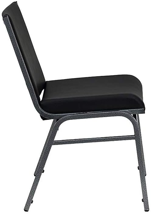 Flash Furniture HERCULES Series Heavy Duty Black Vinyl Stack Chair with Ganging Bracket