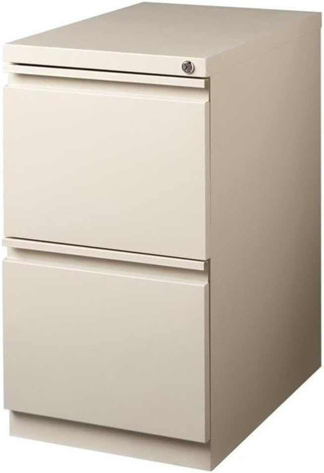 Hirsh Industries Scranton & Co 20" 2-Drawer Metal Mobile Pedestal Filing Cabinet, Beige Finish, 27.75" H, Hidden Casters, Letter-Size File Compatibility, Lockable, Commercial Grade Office Furniture