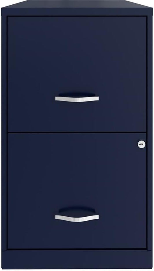 Space Solutions 18in 2 Drawer Metal File Cabinet Navy, Letter Size, Fully Assembled