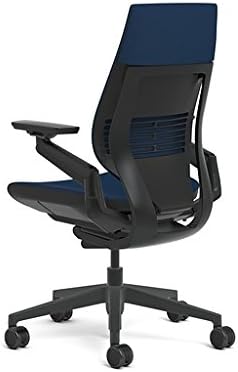 Steelcase Gesture Office Chair - Cogent Connect Blueprint Upholstered Wrapped Back Black Frame High Seat Black Seat/Back/Arms Hard Floor Caster Wheels