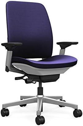 Steelcase Amia Task Chair: Platinum Frame/Base - 4 Way Adjustable Arms - Standard Carpet Casters