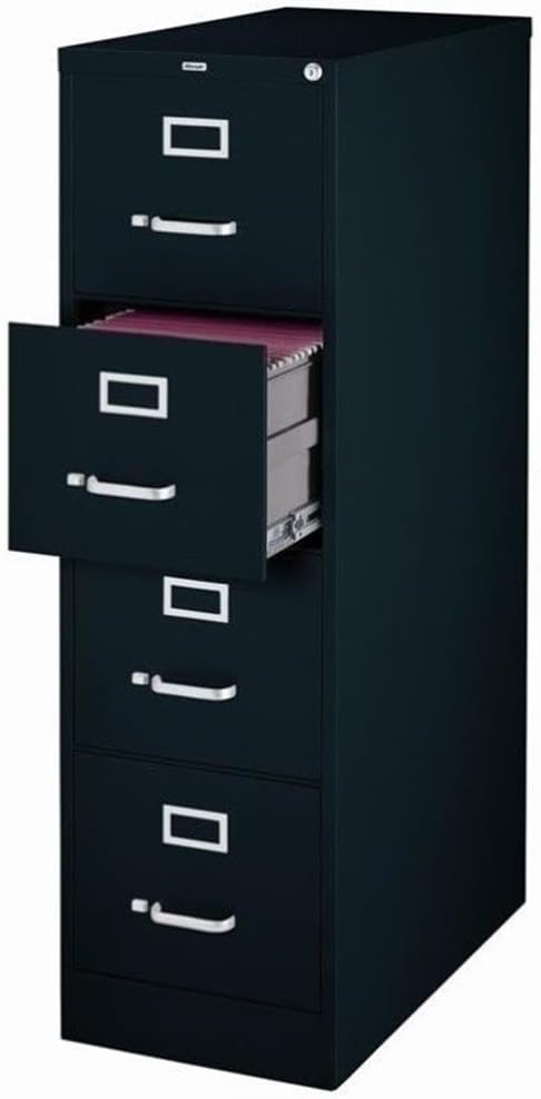 Pemberly Row Set of 6 Metal 4-Drawer Letter Width Vertical File Cabinet in Black