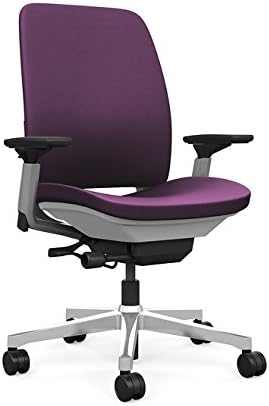 Steelcase Amia Task Chair: Platinum Frame/Polished Aluminum Base - 4 Way Adjustable Arms - Hard Floor Casters