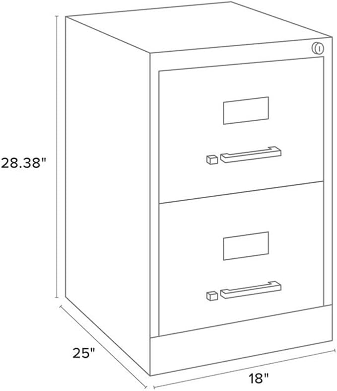 Scranton & Co 2-Drawer Metal Vertical Filing Cabinet, 25 in Depth, Legal Width, Beige Finish, Fully Assembled Steel Construction, Ball-Bearing Slides, Lockable Office Storage