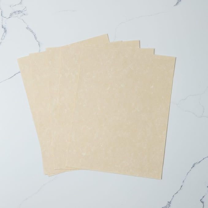 LUXPaper Custom Printed 8.5" x 11" Parchment Paper | Personalized Logo & Text | Letter Size | Cream | 60lb. Text | 100 Qty