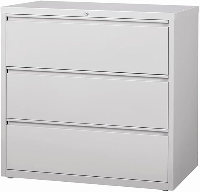 Hirsh 42-in Wide HL8000 Series Metal 3 Drawer Lateral File Cabinet Light Gray