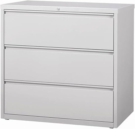 Hirsh 42-in Wide HL8000 Series Metal 3 Drawer Lateral File Cabinet Light Gray