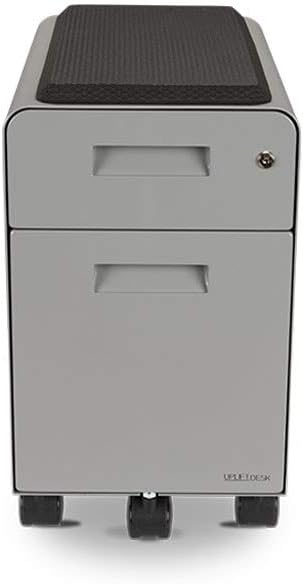 UPLIFTDESK Narrow 2-Drawer File Cabinet with Seat, Rolling (Gray)