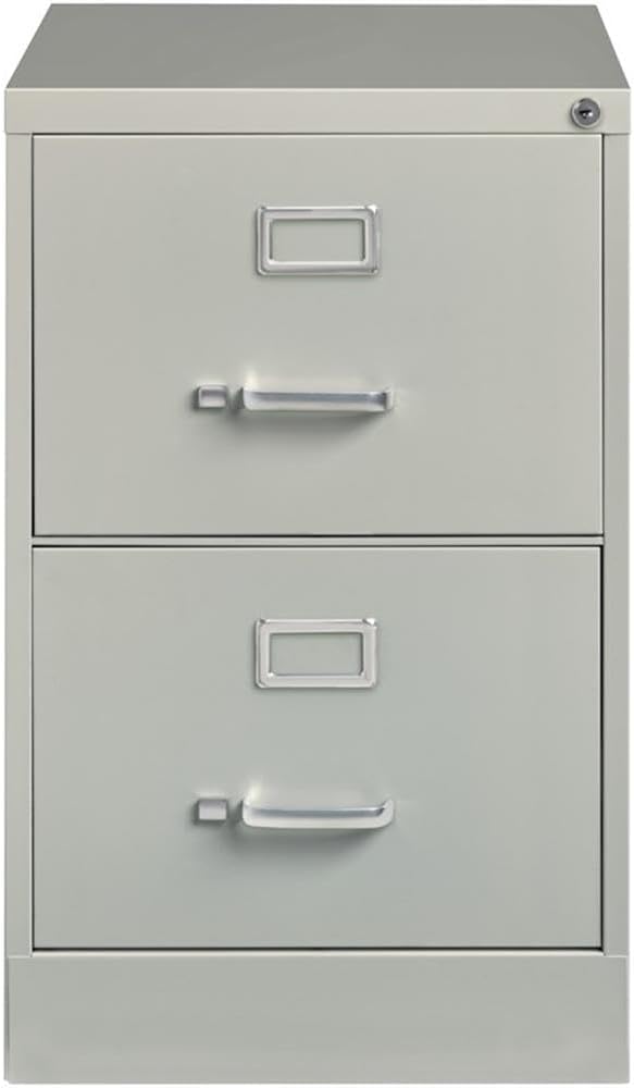 Pemberly Row 2 Drawers 28.38" Vertical Light Gray Metal Filing Cabinet Lockable Pre-Assembled Stationary Legal Size for Home, Office