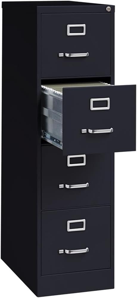 Pemberly Row Set of 6 Metal 4-Drawer Letter Width Vertical File Cabinet in Black
