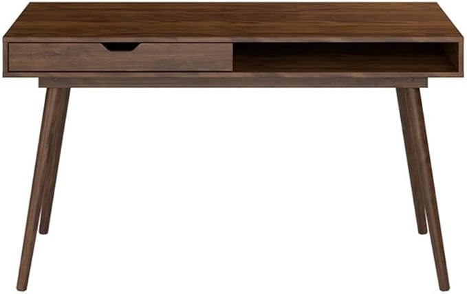 Bush Home Nora 54W Writing Desk in Dark Walnut | Large Computer Table with Storage for Home Office, Study Room, or Entryway