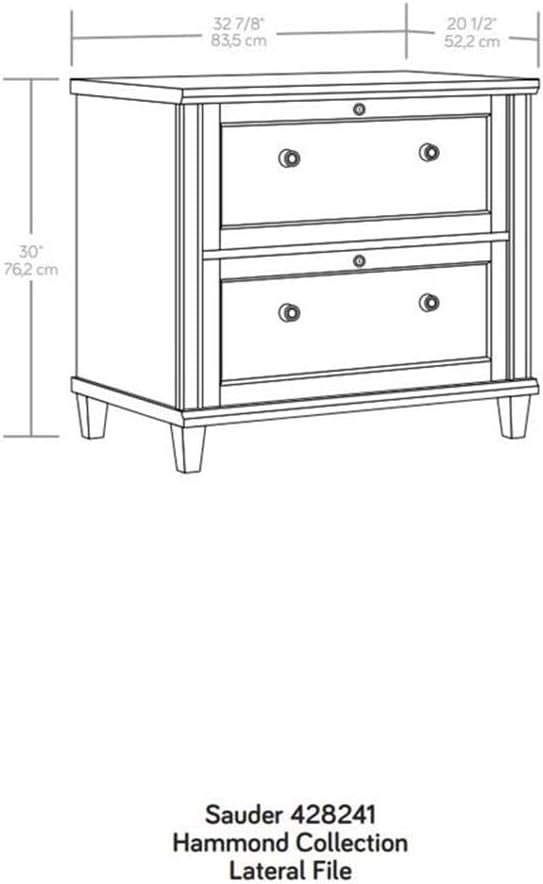 Pemberly Row Engineered Wood Lateral File Cabinet, Chalk Oak Finish, 2-Drawer Design with Key Lock, Solid Wood Feet, Safety Mechanism, Home Office Storage for Letter or Legal Files