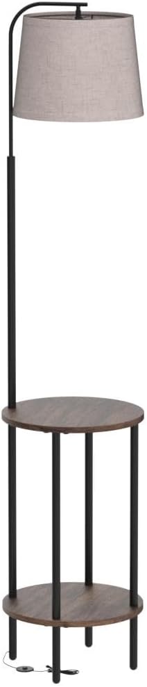 DEWENWILS Floor Lamp with Table Attached, Farmhouse Narrow Nightstand, Wooden End Side Table Floor Lamp, Adjustable Reading Lamp for Bedroom, Living Room, Office, Kids Room