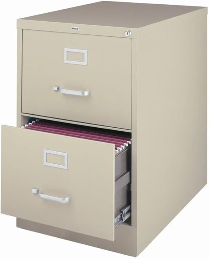 Pemberly Row 26.5" D Metal Vertical Filing Cabinet, Legal Width, 2 Drawer, Putty Finish, Durable Commercial Grade Steel, Lockable Office Storage for Files, Fully Assembled