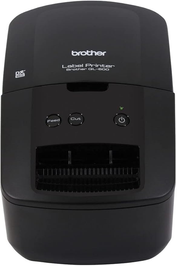 Brother QL-600 Economic Desktop Label Printer for Home and Office, Black - Wired USB Connectivity - up to 2.4" Wide, 300 x 600 dpi, 44 Labels Per Minute, Automatic Cutter Label Maker, Tillsiy