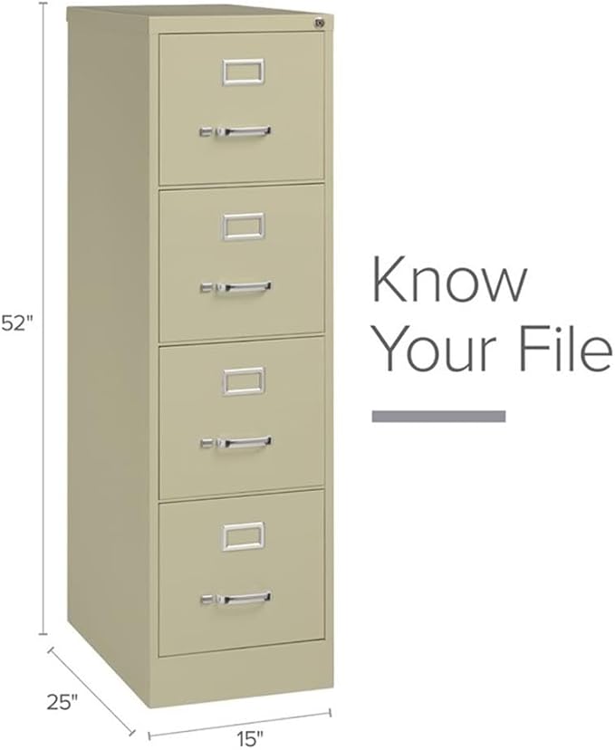 25" Deep Commercial 4 Drawer Letter Size High Side Vertical File Cabinet Color: Putty