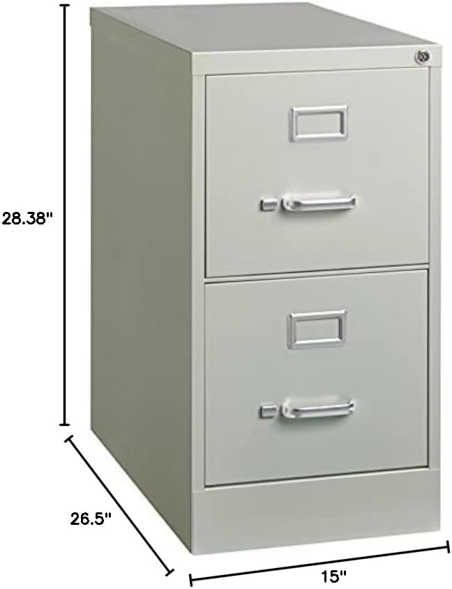 26.5" Deep Commerical Grade 2 Drawer Vertical Letter File Cabinet in Gray