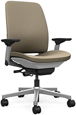 Steelcase Amia Task Chair: Platinum Frame/Base - 4 Way Adjustable Arms - Standard Carpet Casters