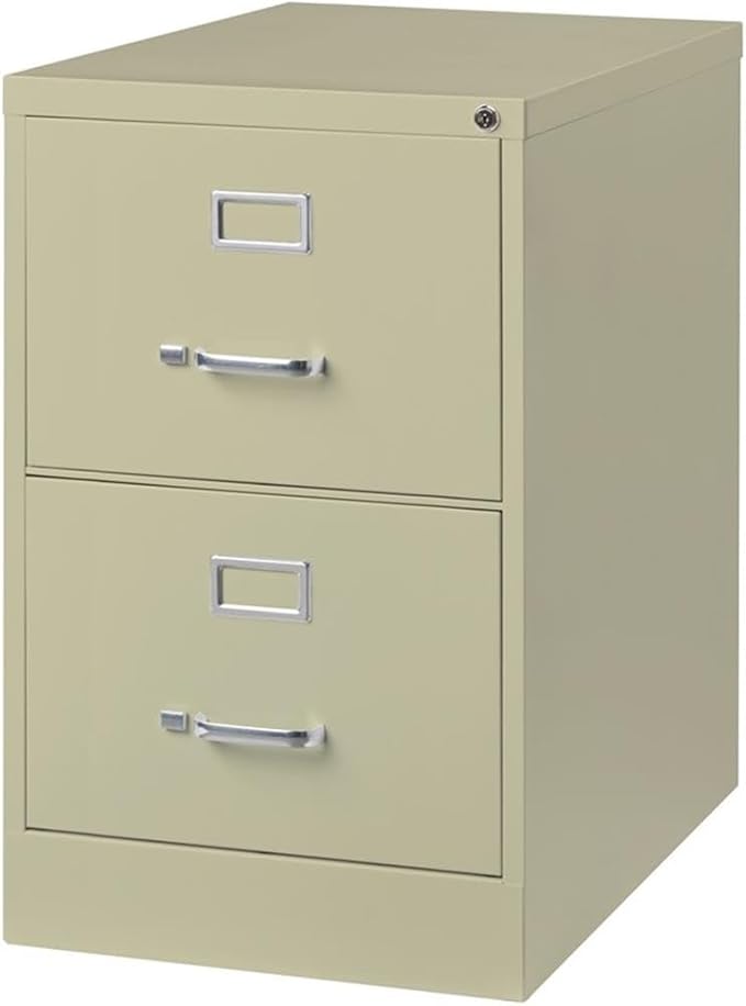 Pemberly Row 26.5" D Metal Vertical Filing Cabinet, Legal Width, 2 Drawer, Putty Finish, Durable Commercial Grade Steel, Lockable Office Storage for Files, Fully Assembled