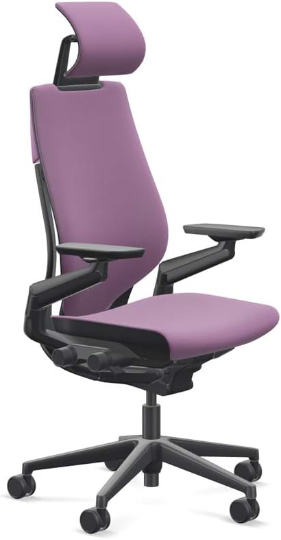 Steelcase Gesture Office Desk Chair with Headrest Cogent Connect Concord Fabric Standard Black Frame Hard Floor Casters